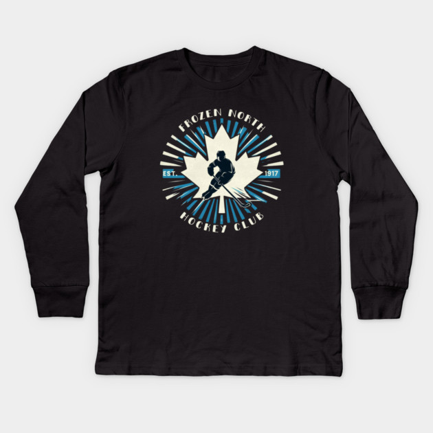 Frozen North Hockey Club – Est. 1917 Retro Hockey Shirt Kids Long Sleeve T-Shirt by Ben's Store 1