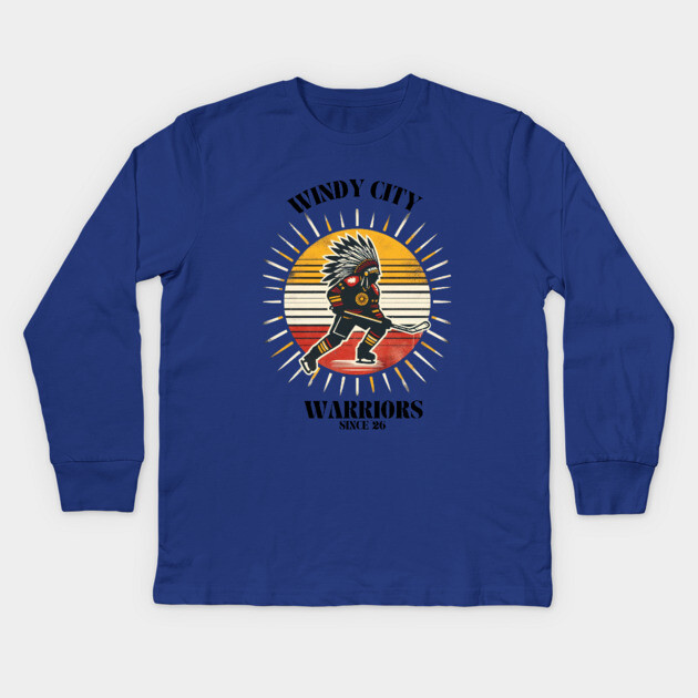 Windy City Warriors Since ’26 – Vintage Hockey Design Kids Long Sleeve T-Shirt by Ben's Store 1