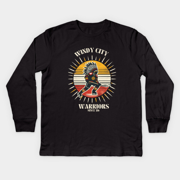 Windy City Warriors Since ’26 – Vintage Hockey Design Kids Long Sleeve T-Shirt by Ben's Store 1