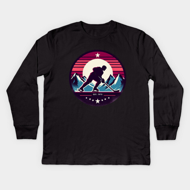 Rocky Mountain Hockey Club – Est. 1972 Retro Design Kids Long Sleeve T-Shirt by Ben's Store 1