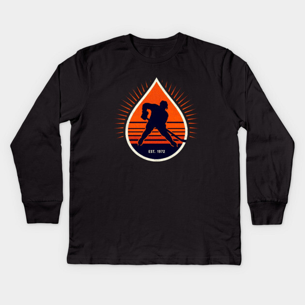 Retro Oil Drop Hockey Design – Est. 1972 Kids Long Sleeve T-Shirt by Ben's Store 1