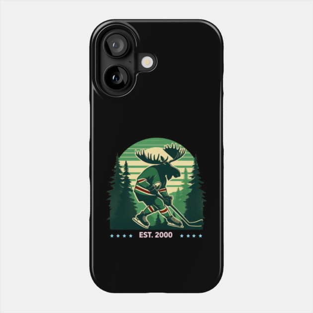 Retro Forest Moose Hockey Design – Est. 2000 Phone Case by Ben's Store 1