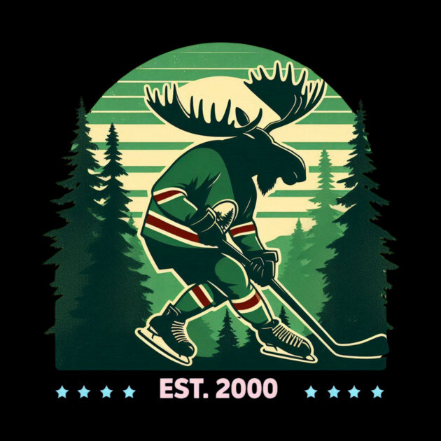 Retro Forest Moose Hockey Design – Est. 2000 by Ben's Store 1