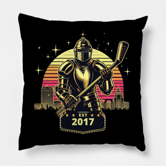 Retro Vegas Knight Hockey Design – Est. 2017 Pillow by Ben's Store 1