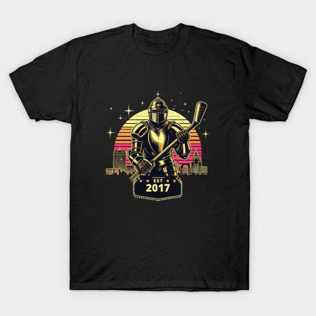 Retro Vegas Knight Hockey Design – Est. 2017 T-Shirt by Ben's Store 1