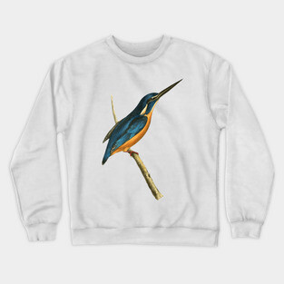 Azure Kingfisher Vintage Bird Illustration by William Swainson Crewneck Sweatshirt