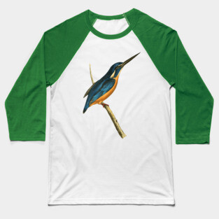 Azure Kingfisher Vintage Bird Illustration by William Swainson Baseball T-Shirt