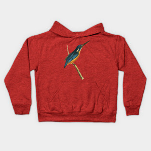 Azure Kingfisher Vintage Bird Illustration by William Swainson Kids Hoodie