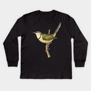 Bar-Throated Apalis Bird Illustration - Vintage Swainson Art Kids Long Sleeve T-Shirt