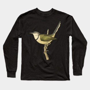 Bar-Throated Apalis Bird Illustration - Vintage Swainson Art Long Sleeve T-Shirt