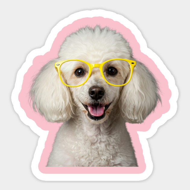 White Poodle Wearing Yellow Glasses Magnet by Oscar's Store 1