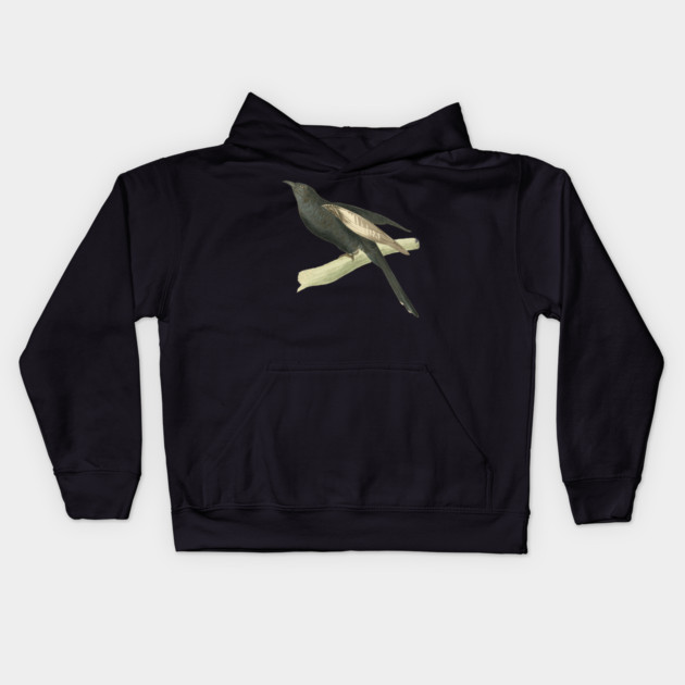 Black Cuckoo Vintage Bird Illustration by William Swainson Kids Hoodie by TuncGK