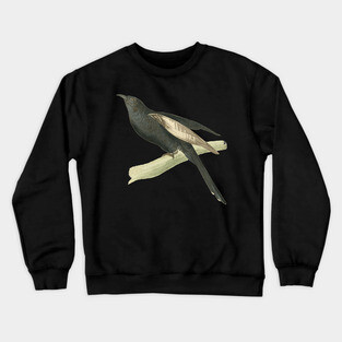Black Cuckoo Vintage Bird Illustration by William Swainson Crewneck Sweatshirt
