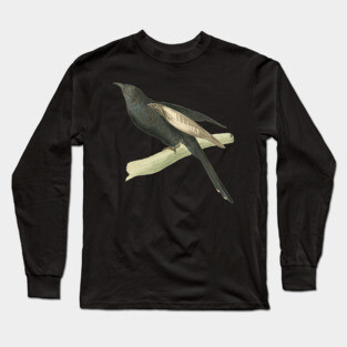 Black Cuckoo Vintage Bird Illustration by William Swainson Long Sleeve T-Shirt