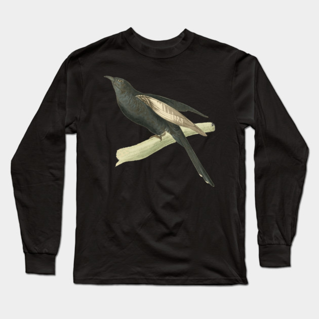 Black Cuckoo Vintage Bird Illustration by William Swainson Long Sleeve T-Shirt by TuncGK