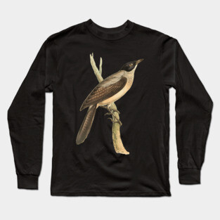 Blackcap Babbler Bird Vintage Print by Swainson Long Sleeve T-Shirt