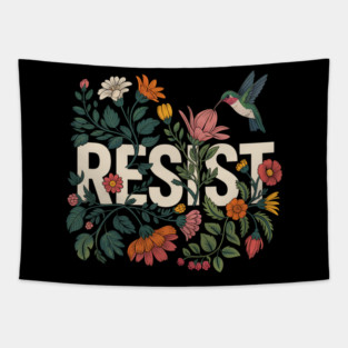 RESIST Floral Political Protest Tapestry