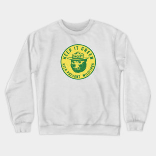 OFFICIALLY LICENSED Smokey Bear Keep It Green Vintage Style Retro Seal Crewneck Sweatshirt