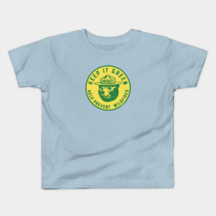 OFFICIALLY LICENSED Smokey Bear Keep It Green Vintage Style Retro Seal Kids T-Shirt