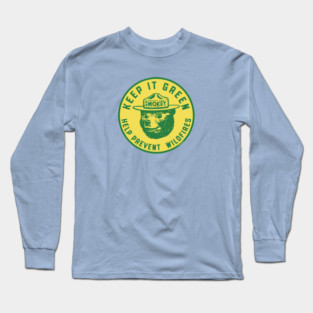 OFFICIALLY LICENSED Smokey Bear Keep It Green Vintage Style Retro Seal Long Sleeve T-Shirt