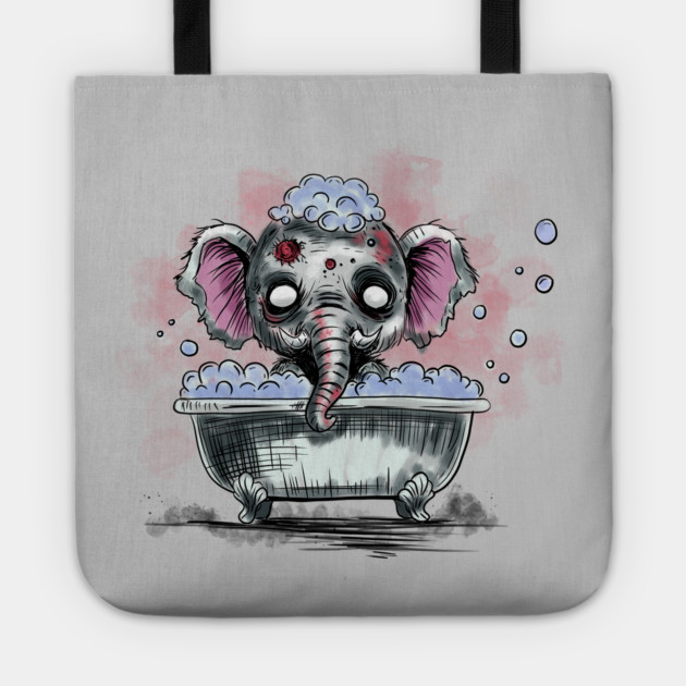 Zombie Elephant in a Bathtub Tote by H. R. Sinclair