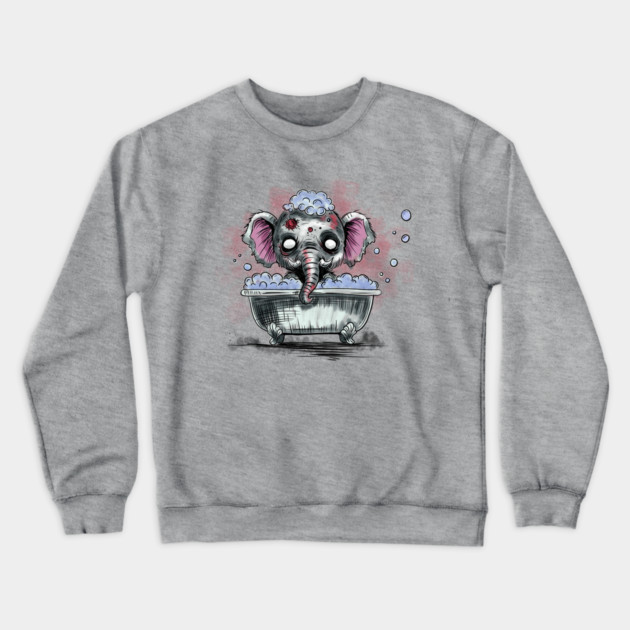 Zombie Elephant in a Bathtub Crewneck Sweatshirt by H. R. Sinclair