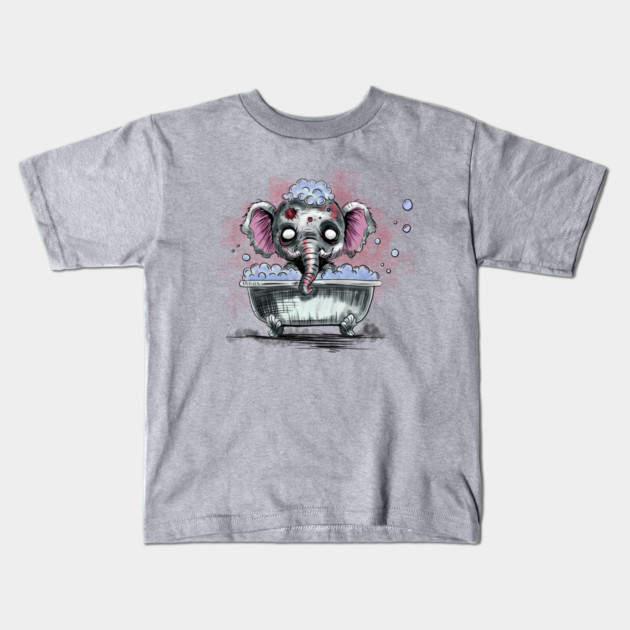 Zombie Elephant in a Bathtub Kids T-Shirt by H. R. Sinclair