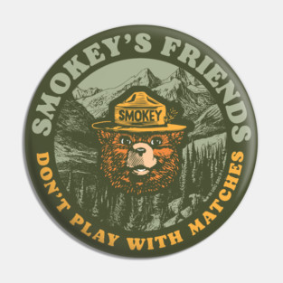 OFFICIALLY LICENSED Smokey Bear Smokey's Friends Don't Play With Matches Retro Pin