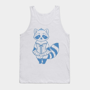 Chinoiserie Rococo Raccoon Princess in Corset Ballerina Tutu. Girly Girl blue in French Rococo Style. Tank Top