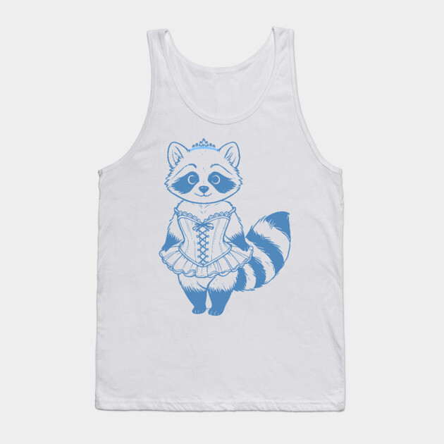 Chinoiserie Rococo Raccoon Princess in Corset Ballerina Tutu. Girly Girl blue in French Rococo Style. Tank Top by Luxinda