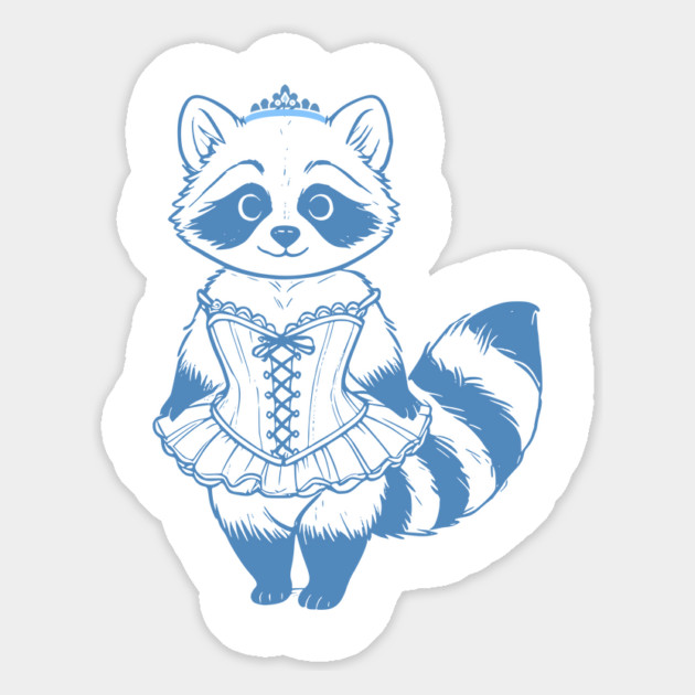 Chinoiserie Rococo Raccoon Princess in Corset Ballerina Tutu. Girly Girl blue in French Rococo Style. Magnet by Luxinda