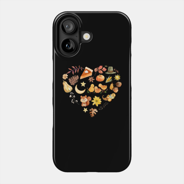 Autumn Harvest Heart Aesthetic - Watercolor Mosaic Phone Case by TuncGK