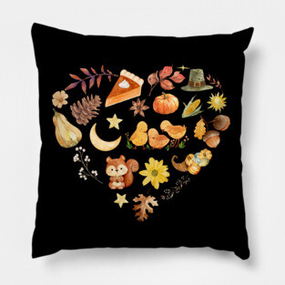 Autumn Harvest Heart Aesthetic - Watercolor Mosaic Pillow