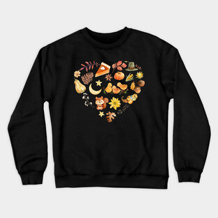 Autumn Harvest Heart Aesthetic - Watercolor Mosaic Crewneck Sweatshirt