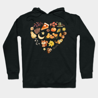 Autumn Harvest Heart Aesthetic - Watercolor Mosaic Hoodie