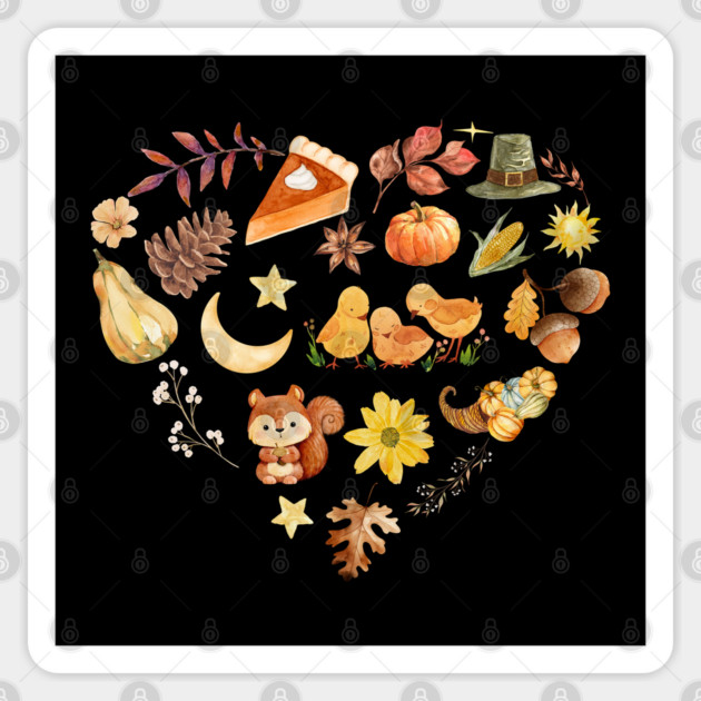 Autumn Harvest Heart Aesthetic - Watercolor Mosaic Sticker by TuncGK