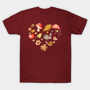 Forest Mosaic - Whimsy Heart with Cute Bunny T-Shirt