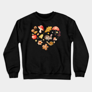 Forest Mosaic - Whimsy Heart with Cute Bunny Crewneck Sweatshirt