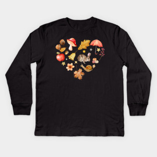 Forest Mosaic - Whimsy Heart with Cute Bunny Kids Long Sleeve T-Shirt