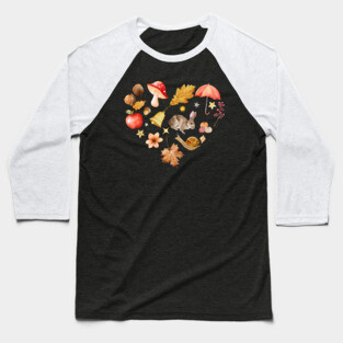 Forest Mosaic - Whimsy Heart with Cute Bunny Baseball T-Shirt