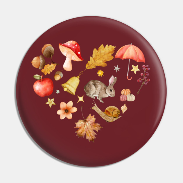 Forest Mosaic - Whimsy Heart with Cute Bunny Pin by TuncGK