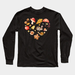 Forest Mosaic - Whimsy Heart with Cute Bunny Long Sleeve T-Shirt