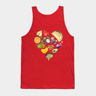 Vibrant Tropical Fruit Heart Illustration - Watercolor Mosaic Tank Top