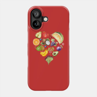 Vibrant Tropical Fruit Heart Illustration - Watercolor Mosaic Phone Case