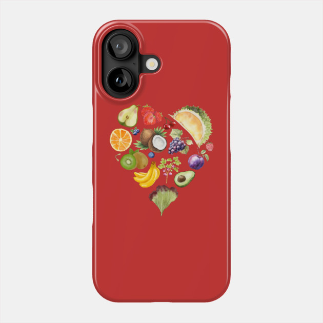 Vibrant Tropical Fruit Heart Illustration - Watercolor Mosaic Phone Case by TuncGK