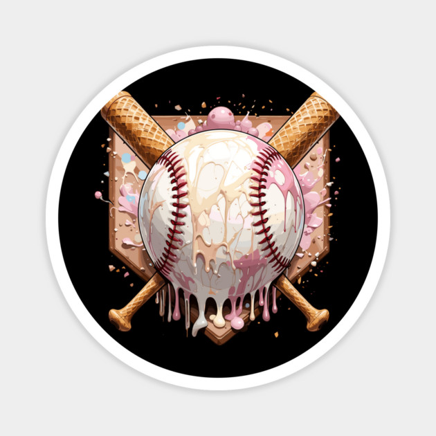Ice-Cream-Baseball-Drip Magnet by JessArty