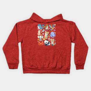 Cute Wildlife Animals | Watercolor Mosaic Kids Hoodie