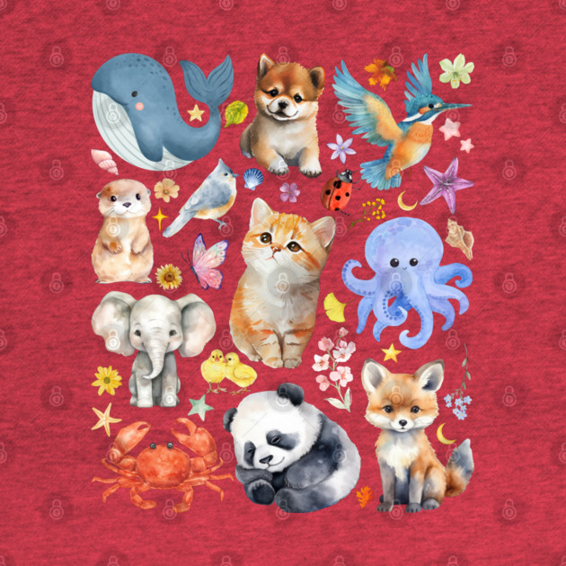 Cute Wildlife Animals | Watercolor Mosaic by TuncGK