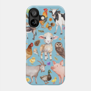 Farm Life Cute Animals - Watercolor Mosaic Phone Case