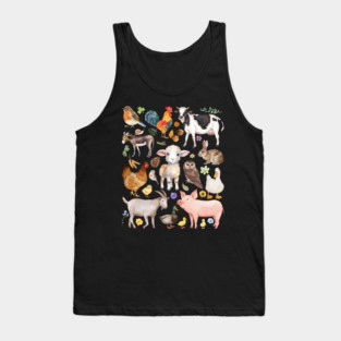 Farm Life Cute Animals - Watercolor Mosaic Tank Top